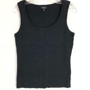 Talbots Black Ribbed Cable-Knit Tank Top